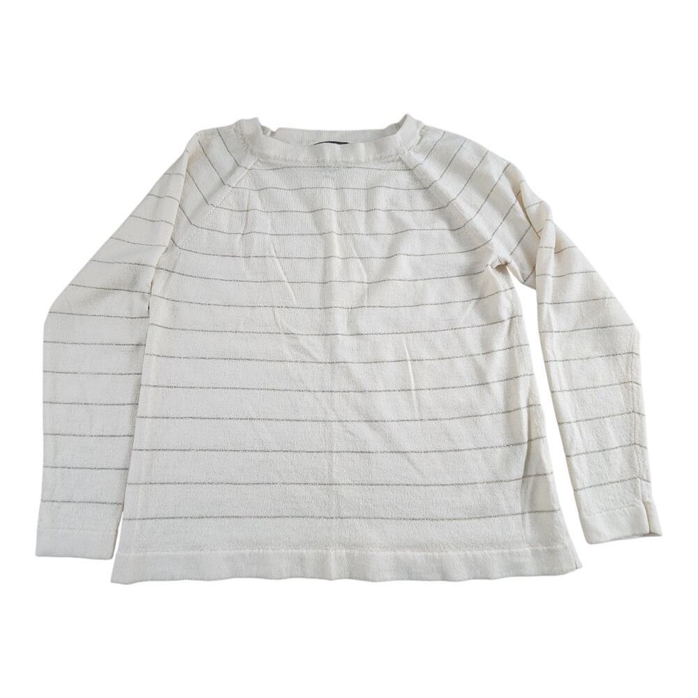 Banana Republic Merino Wool sweater sz Large cream with gold stripe long sleeve